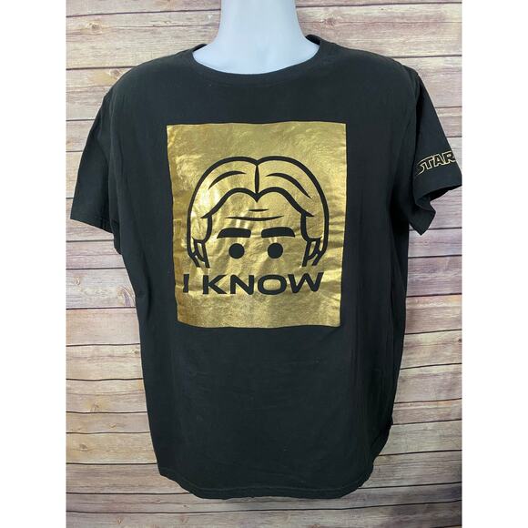 Star Wars Shirt Adult Large Black Gold Han Solo Lego Disney Parks I Know Mens - Picture 1 of 8